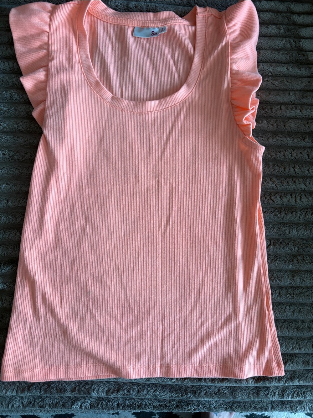 Girls size L neon So ruffle sleeve Tshirt